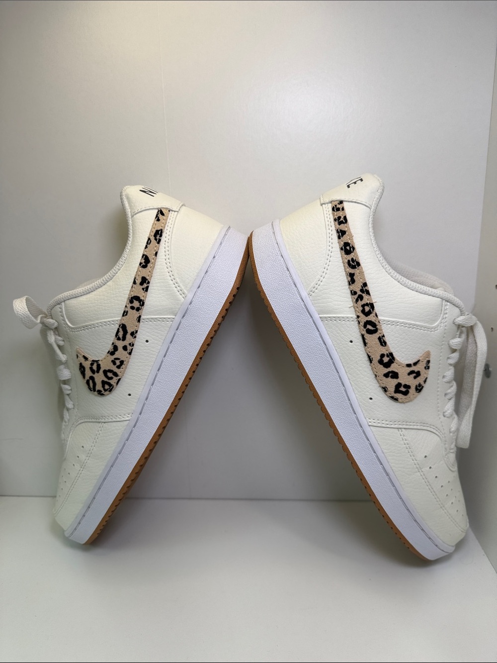 Nike Court Vision - White Leather with Leopard Swoosh - Size 10 - Picture 9 of 15
